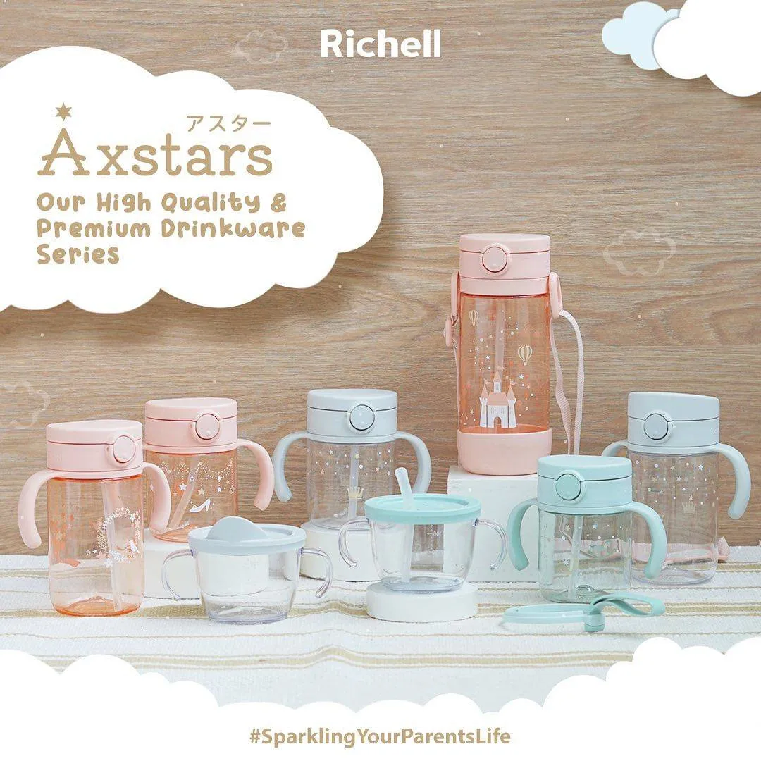 Richell Axstars Straw Cup 320ml - Light Gray (7m )