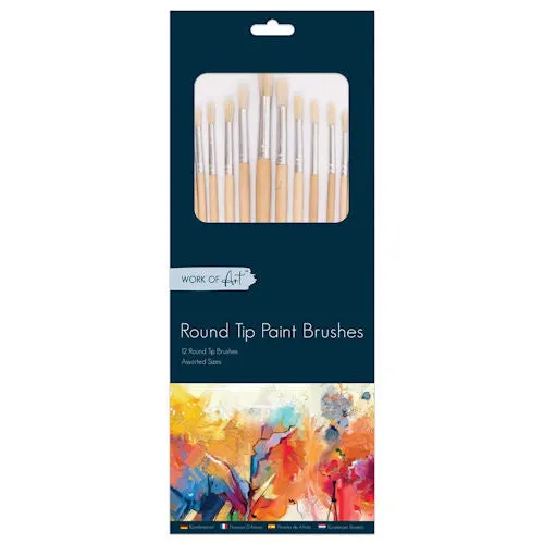 Round Artist Brushes - 12 Pack Painting Brush Set Craft Supplies Art Tools