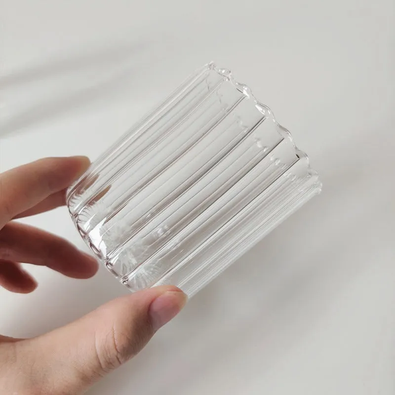 Scalloped Clear Tumbler Glass Cup