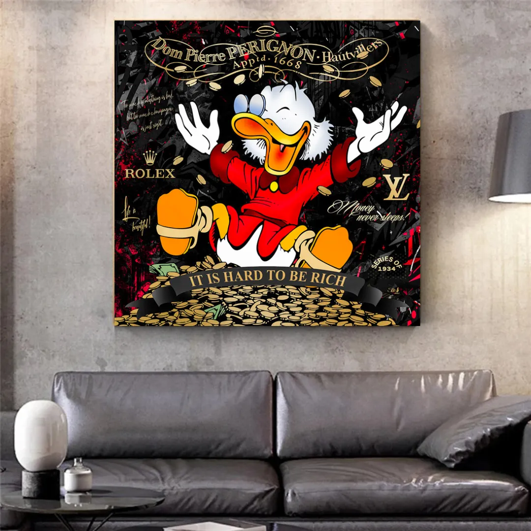 Scrooge McDuck its Hard to be Rich Canvas Wall Art