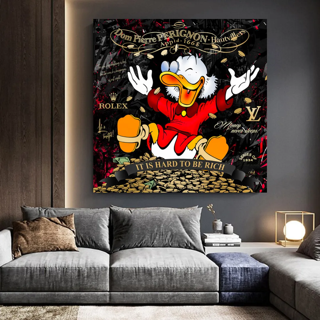 Scrooge McDuck its Hard to be Rich Canvas Wall Art