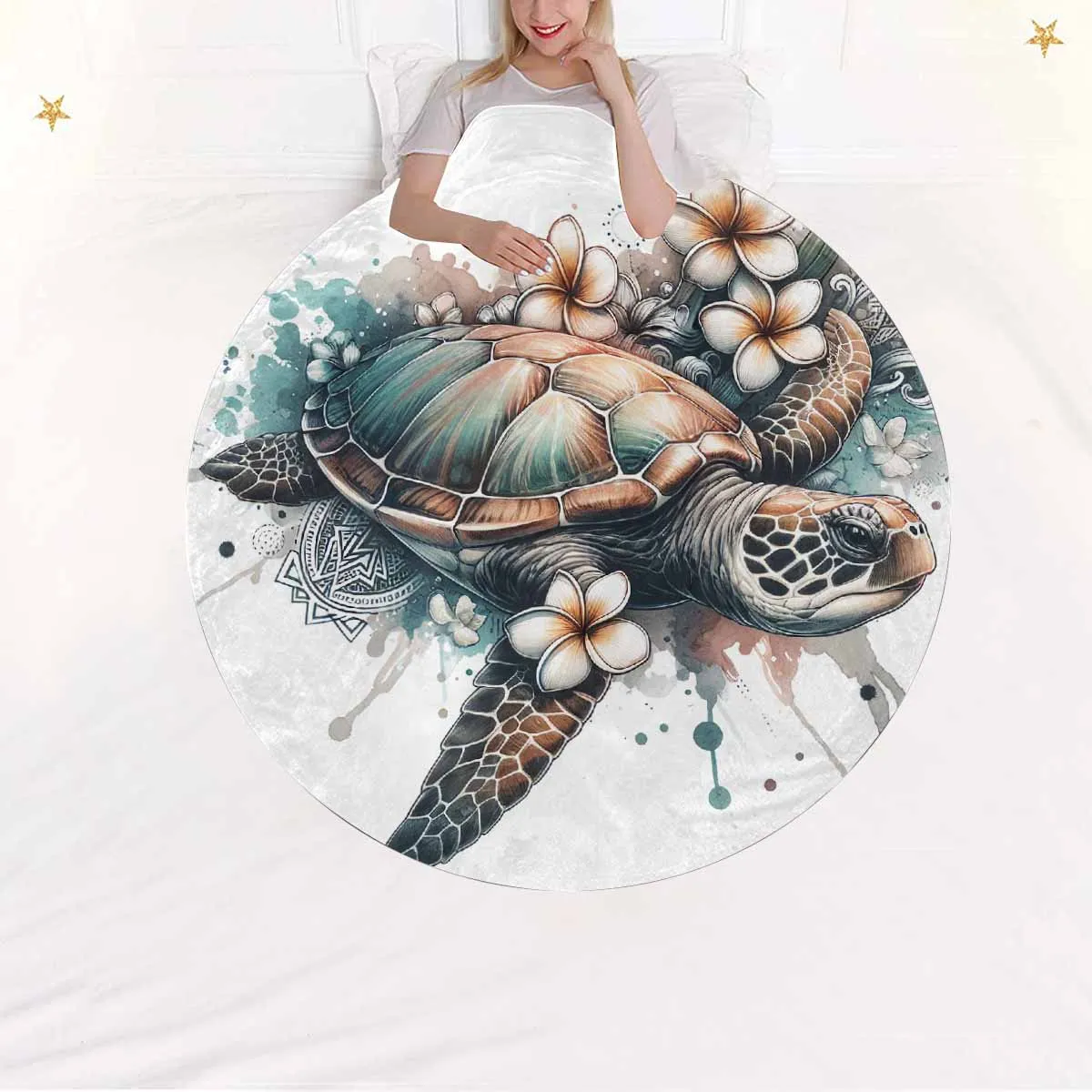 Sea_Animals_Turtle_Awd351101  Circular Micro Fleece Blanket 60"