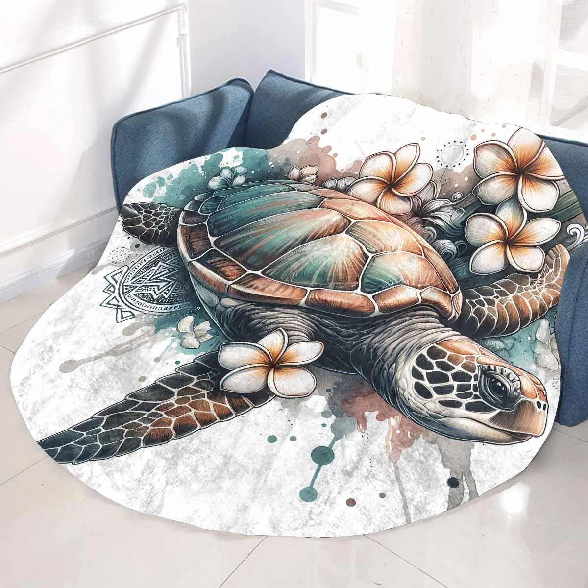 Sea_Animals_Turtle_Awd351101  Circular Micro Fleece Blanket 60"