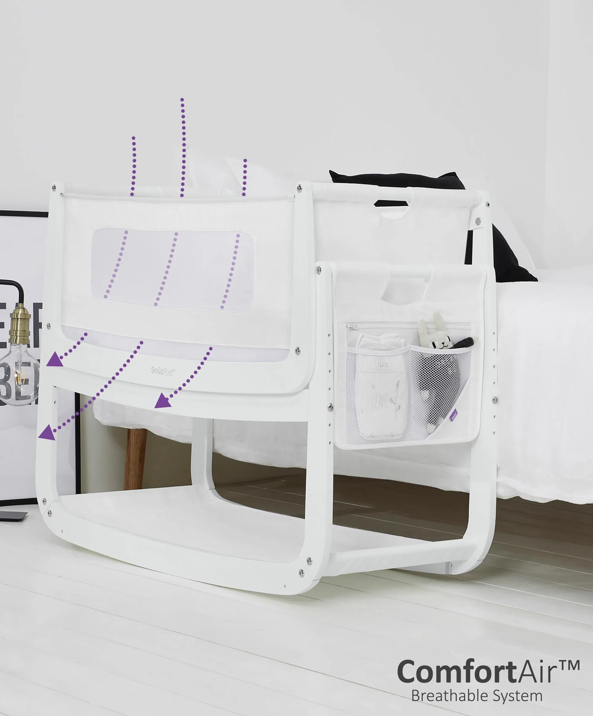 SnuzPod4 Bedside Crib - White