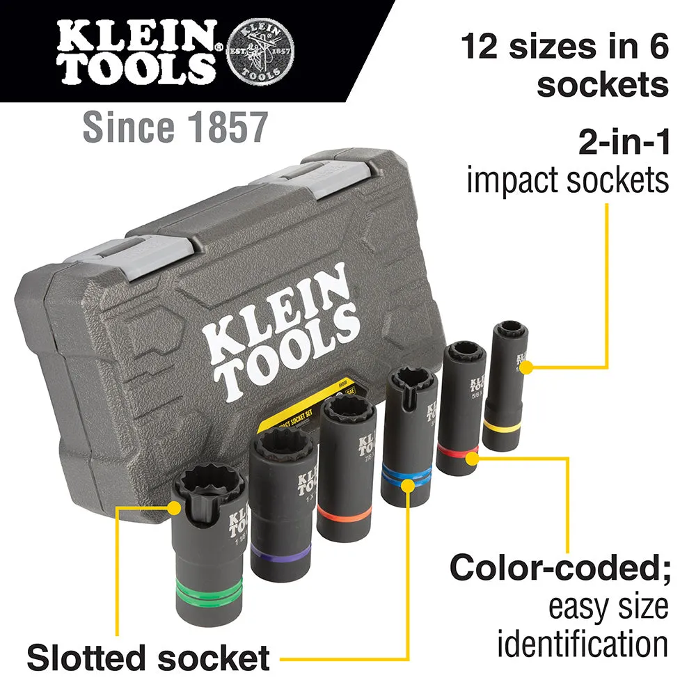 Socket Set - Klein Tools 5-in-1 Impact Socket Set, 660KIT1