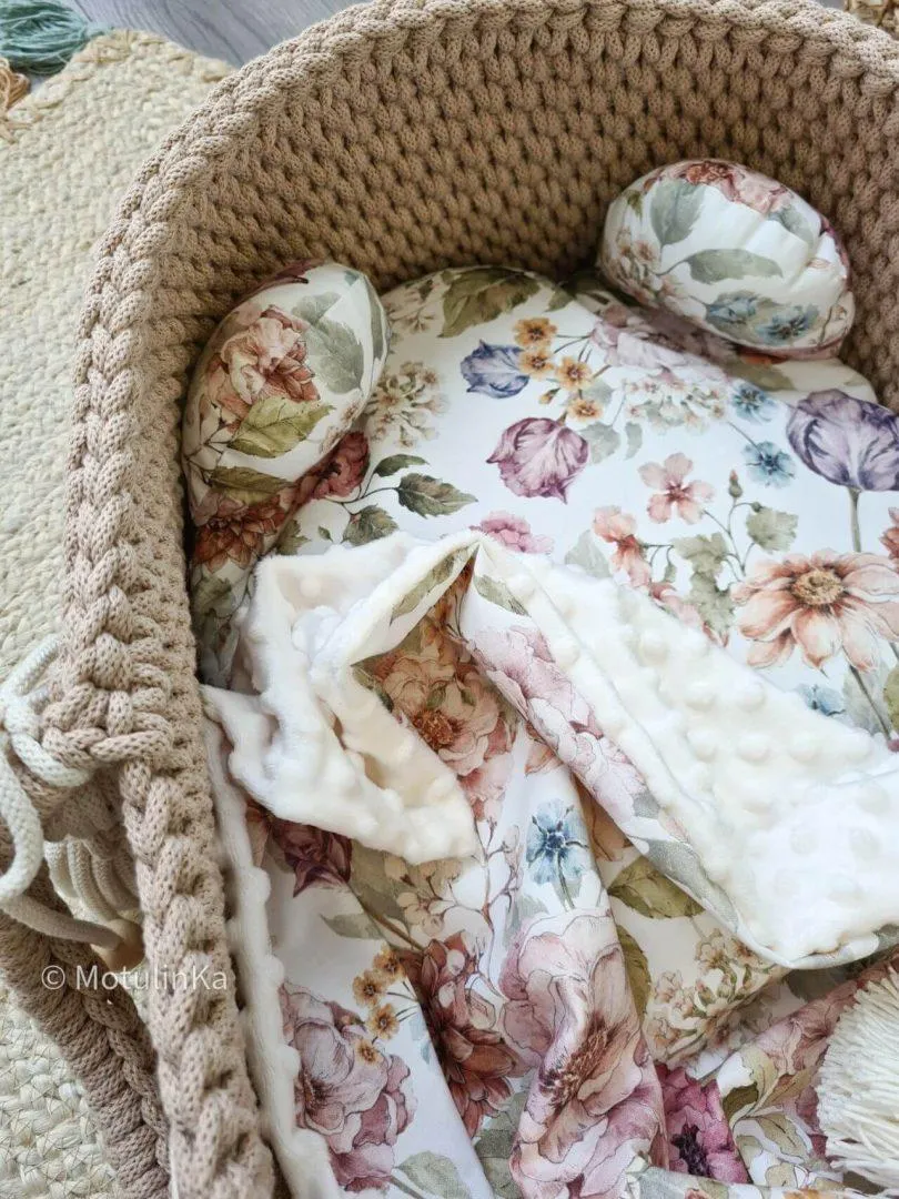 Soft Baby Blanket - Cotton & Minky - The Flower Garden