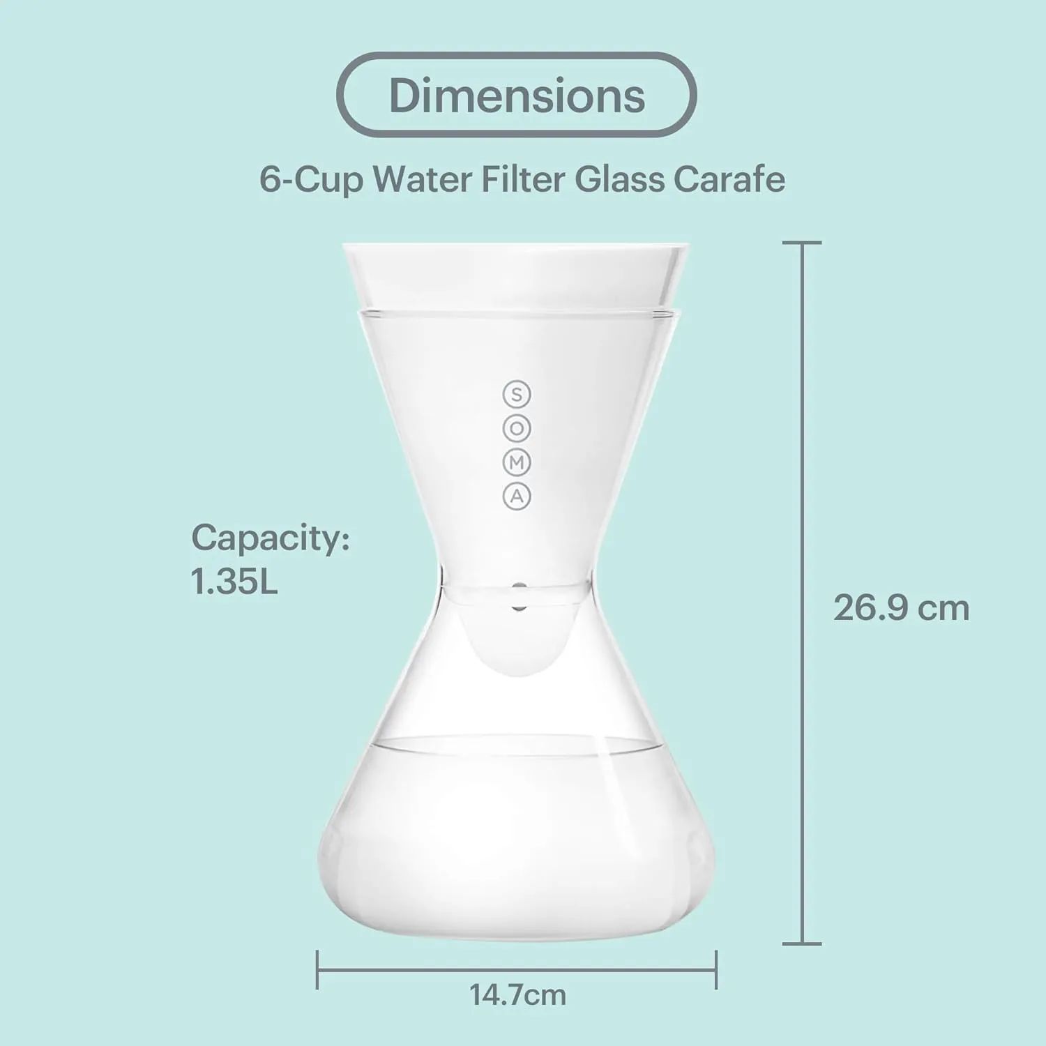 Soma 6 Cup Water Filter Glass Carafe