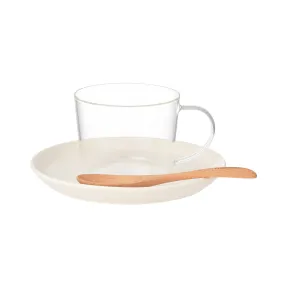 Soup Cup & Plate With Spoon Ivory