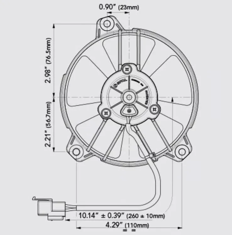 SPAL 5.20" Inch Electric Fan Pusher Style Low Profile 307CFM 5 Paddle Style Blades - 30103013