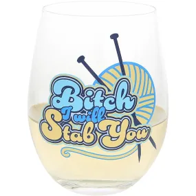 Stab You 18 oz Stemless Wine Glass