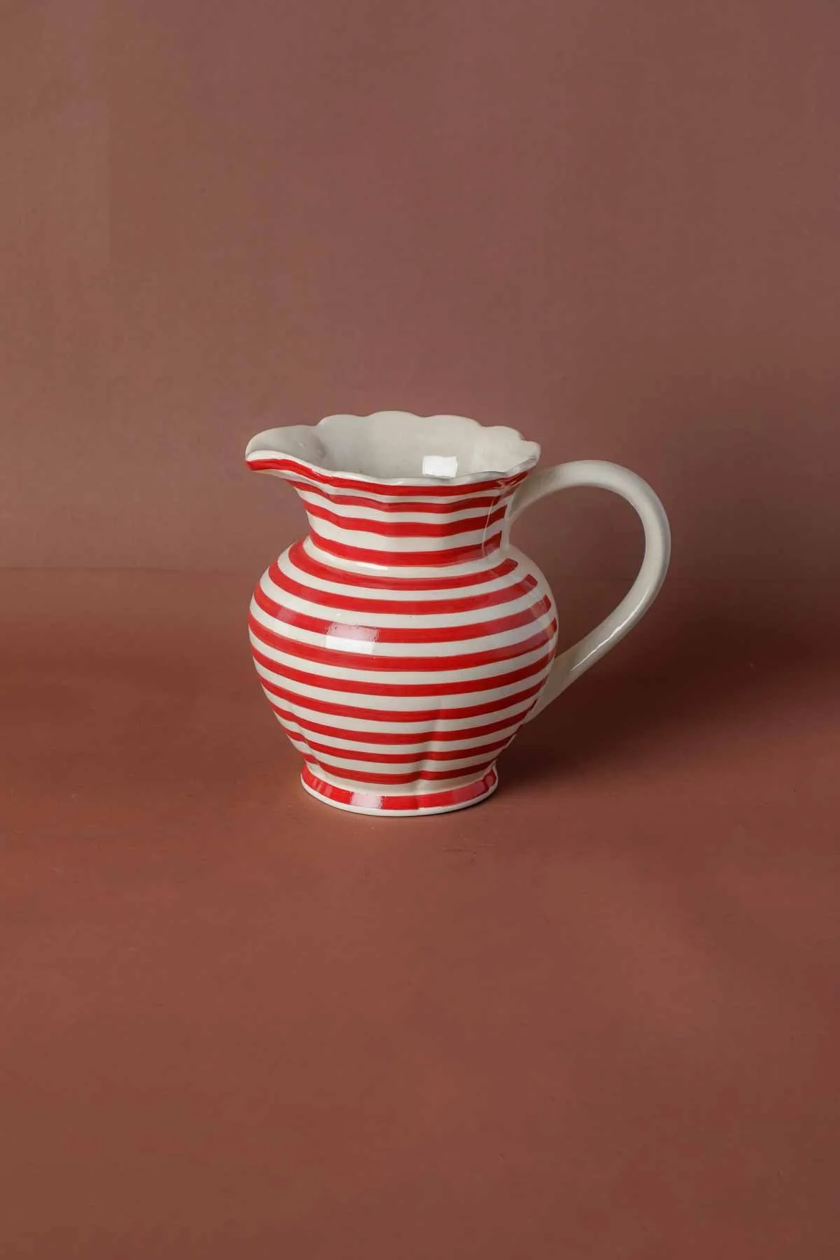 Striper Red Ceramic Water Jug