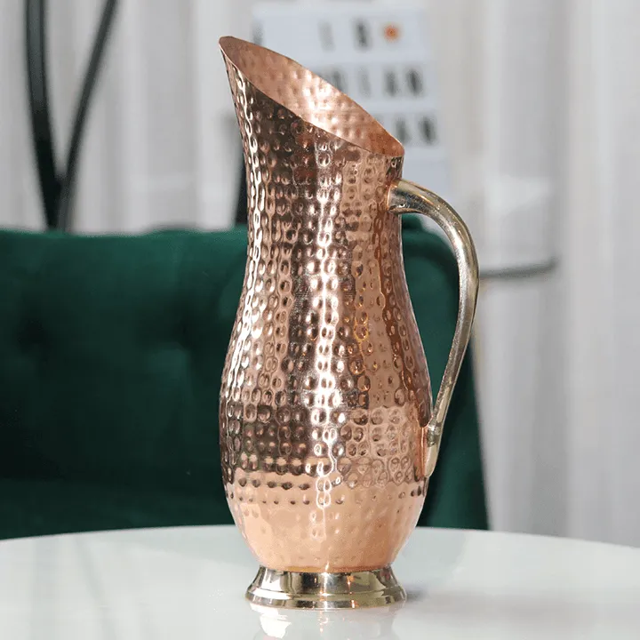 Stylish Copper Hammered Water Jug | Tumbler & Water Pitcher