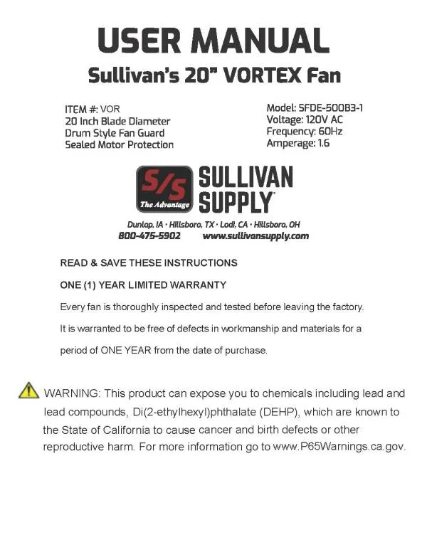 Sullivan Vortex Fan