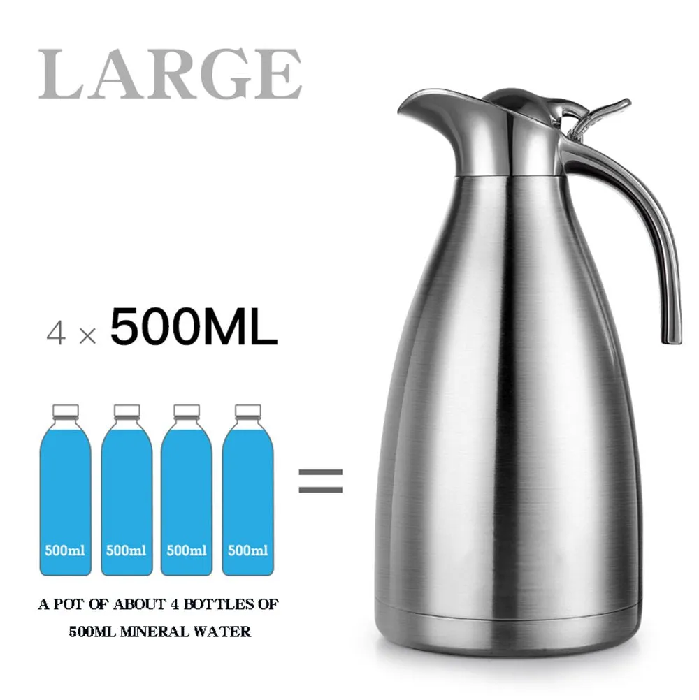 Sumerflos 68 Oz Stainless Steel Coffee Thermal Carafe/Double Walled Vacuum Thermos Insulated / 12 Hour Heat Retention / 2 Liters (Blue)