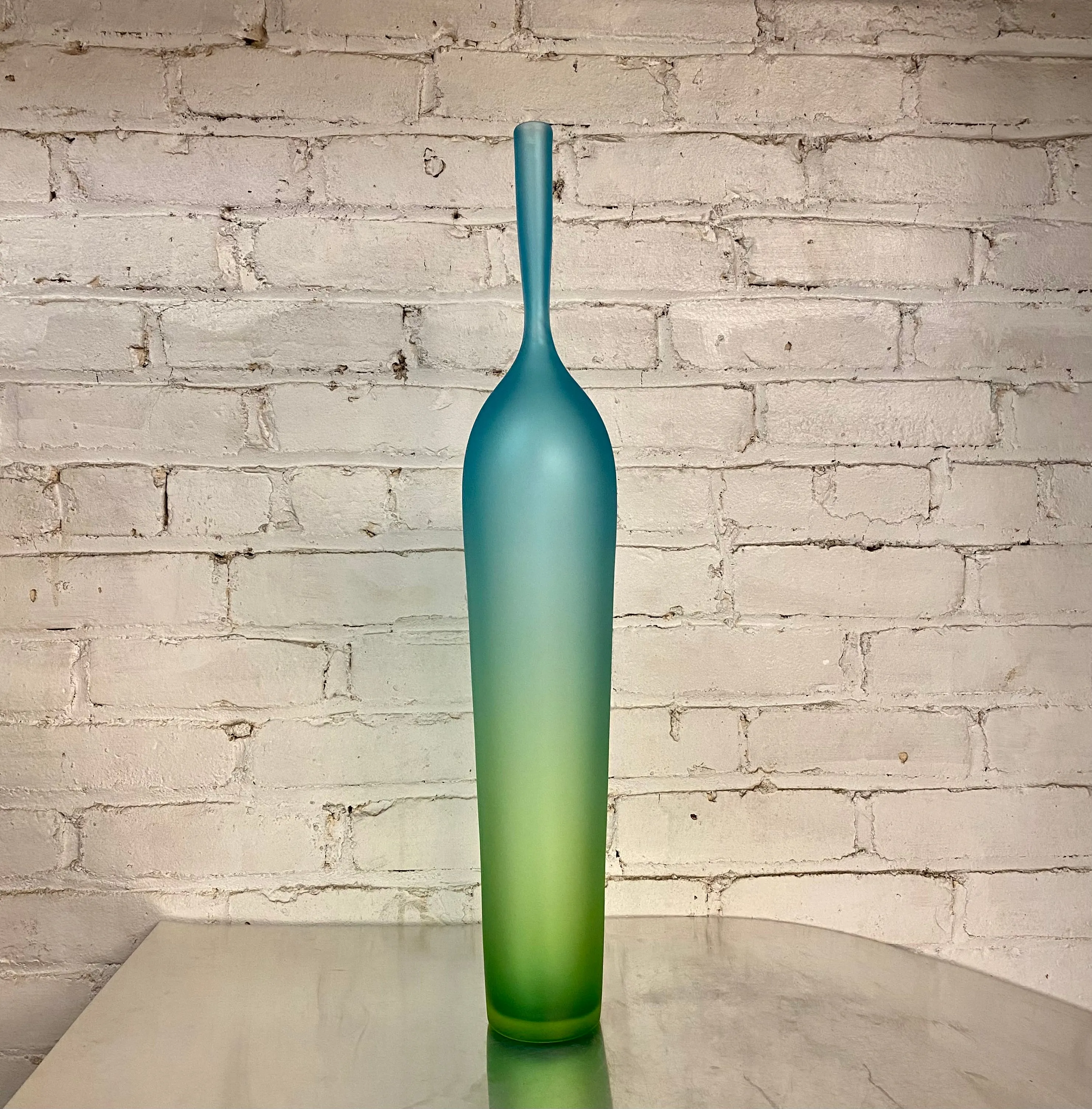 Tall Ombre Bottle in Green/Blue by J Shannon Floyd Glass