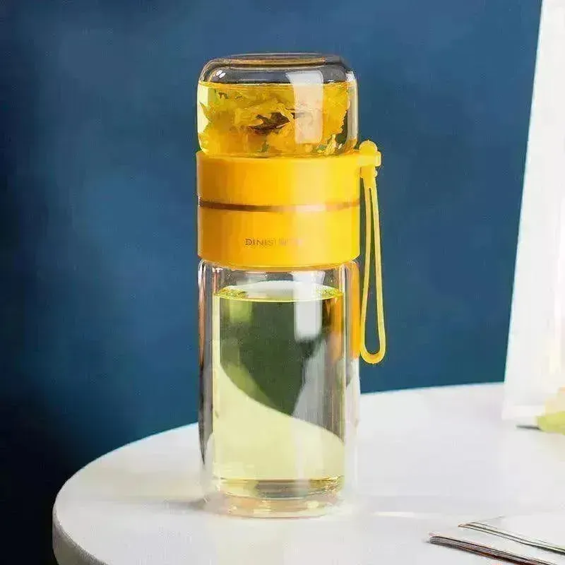 Tea Infuser Filter Separation Double Wall Glass Bottle