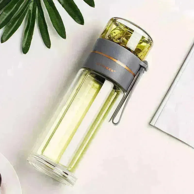 Tea Infuser Filter Separation Double Wall Glass Bottle