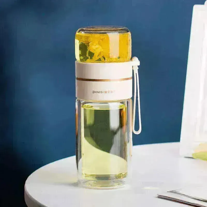 Tea Infuser Filter Separation Double Wall Glass Bottle