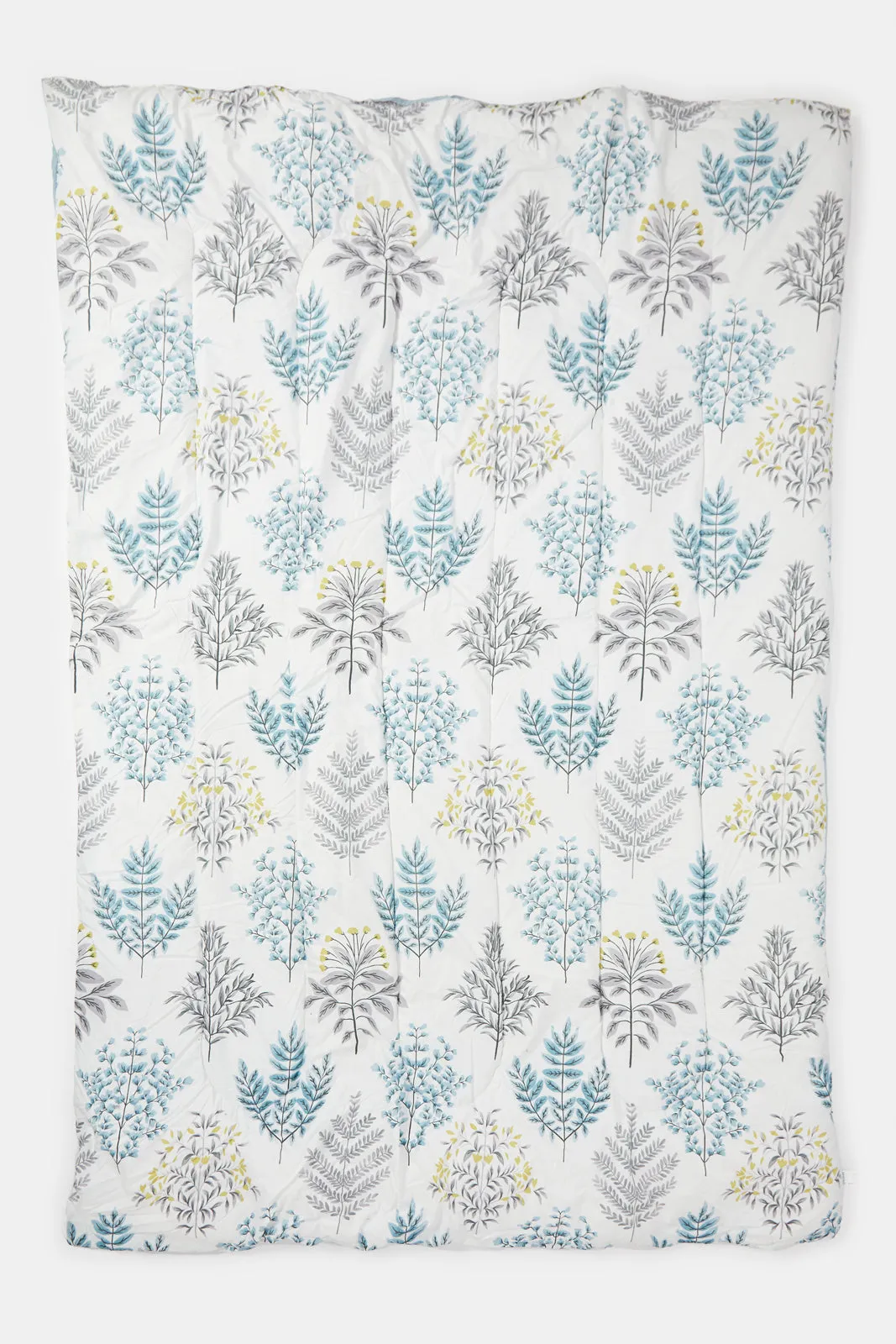 Teal 3 Piece Leaves Printed Comforter Set (Single Size)