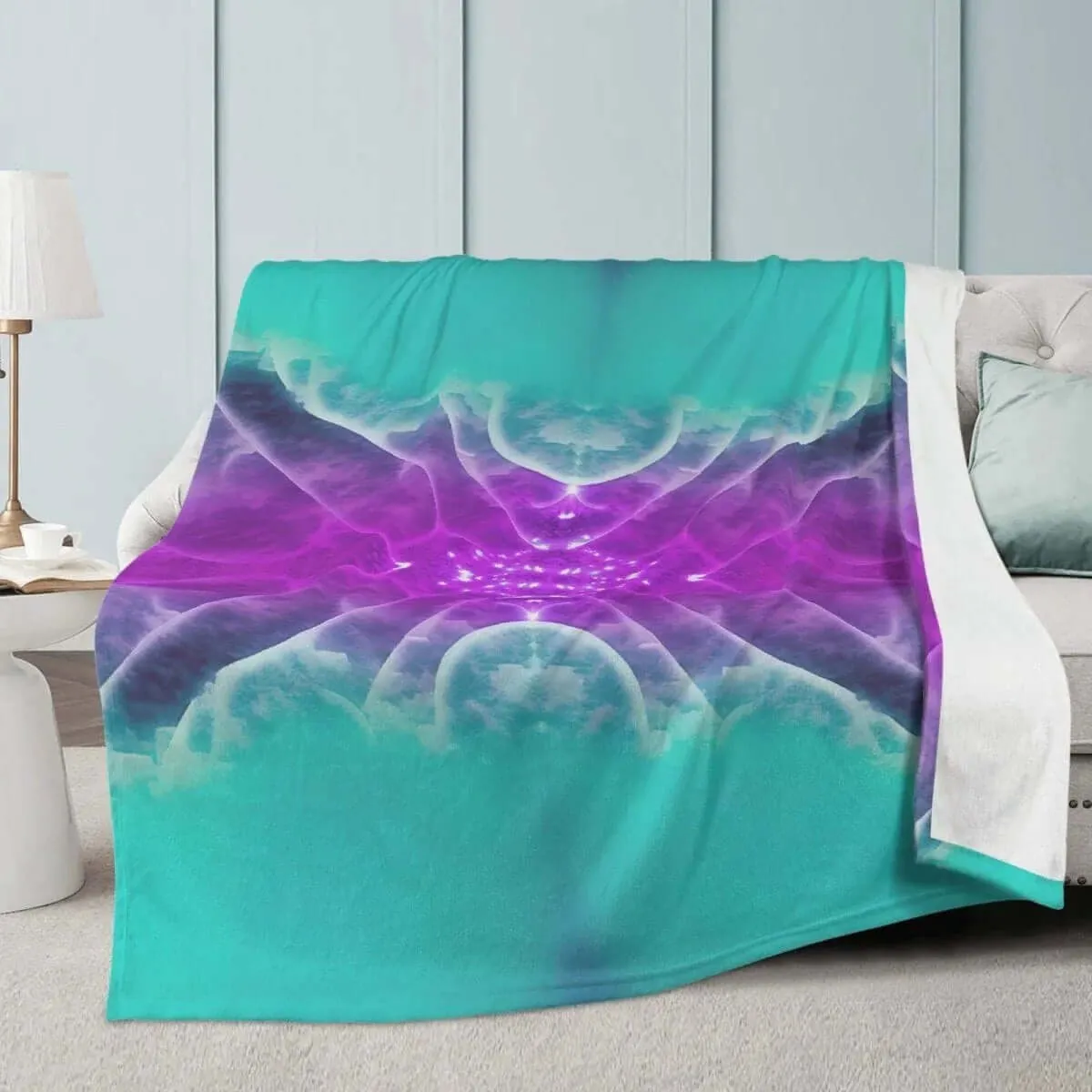 Teal Purple Premium Fleece Blanket,