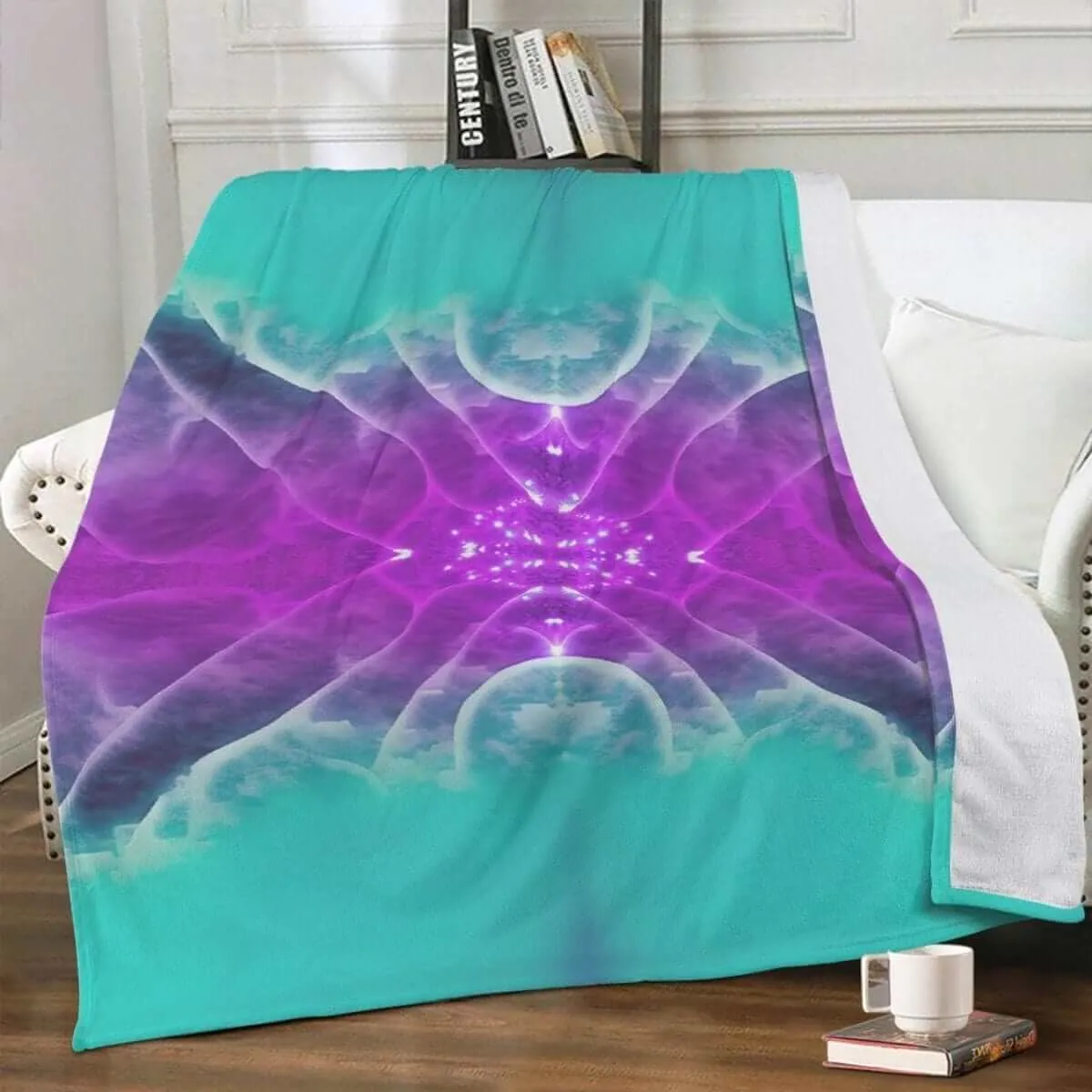 Teal Purple Premium Fleece Blanket,