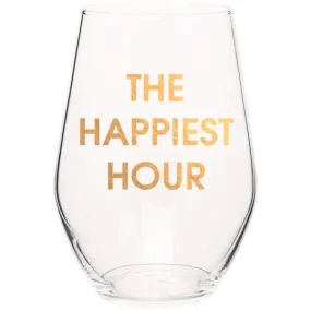 The Happiest Hour Wine Glass