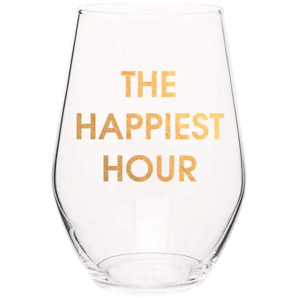 The Happiest Hour Wine Glass