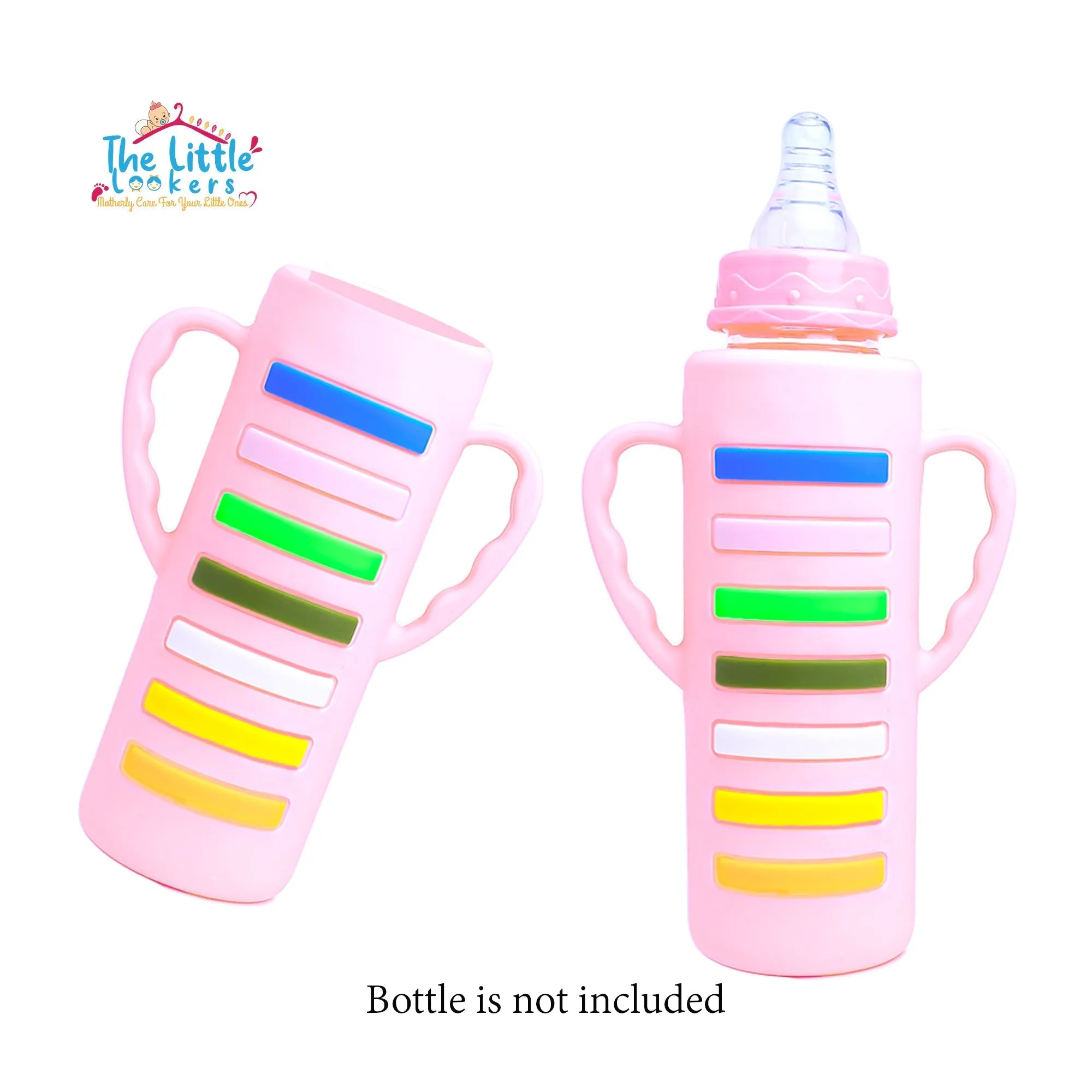 THE LITTLE LOOKERS Baby Bottle Cover with Handle/ Silicone Warmer Cover for Baby/Newborn/Infants/Toddlers-120ml & 240ml Combo ( Pack of 2)