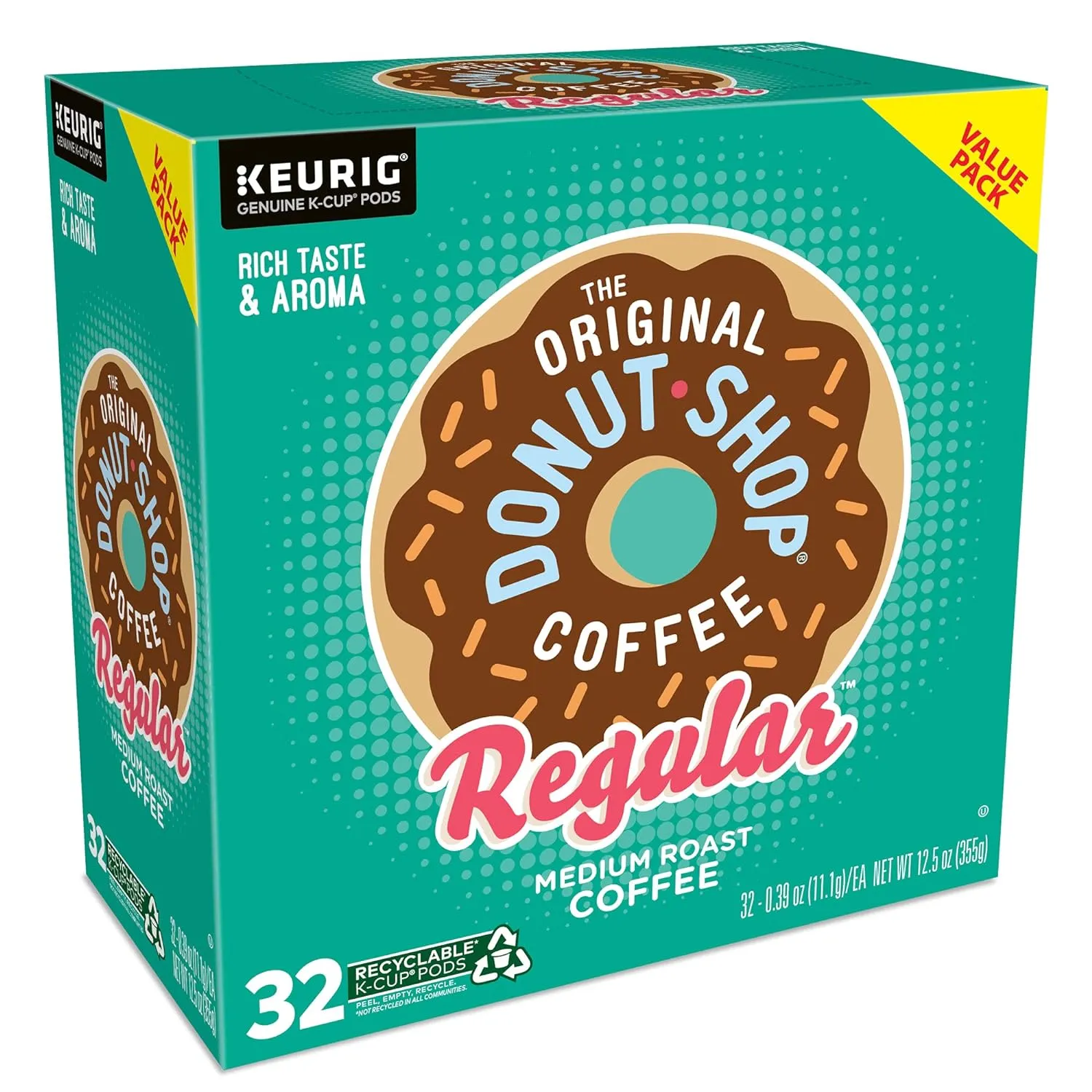 The Original Donut Shop Regular Keurig Single-Serve K-Cup Pods, Medium Roast Coffee, 96 Count (4 Packs of 24)