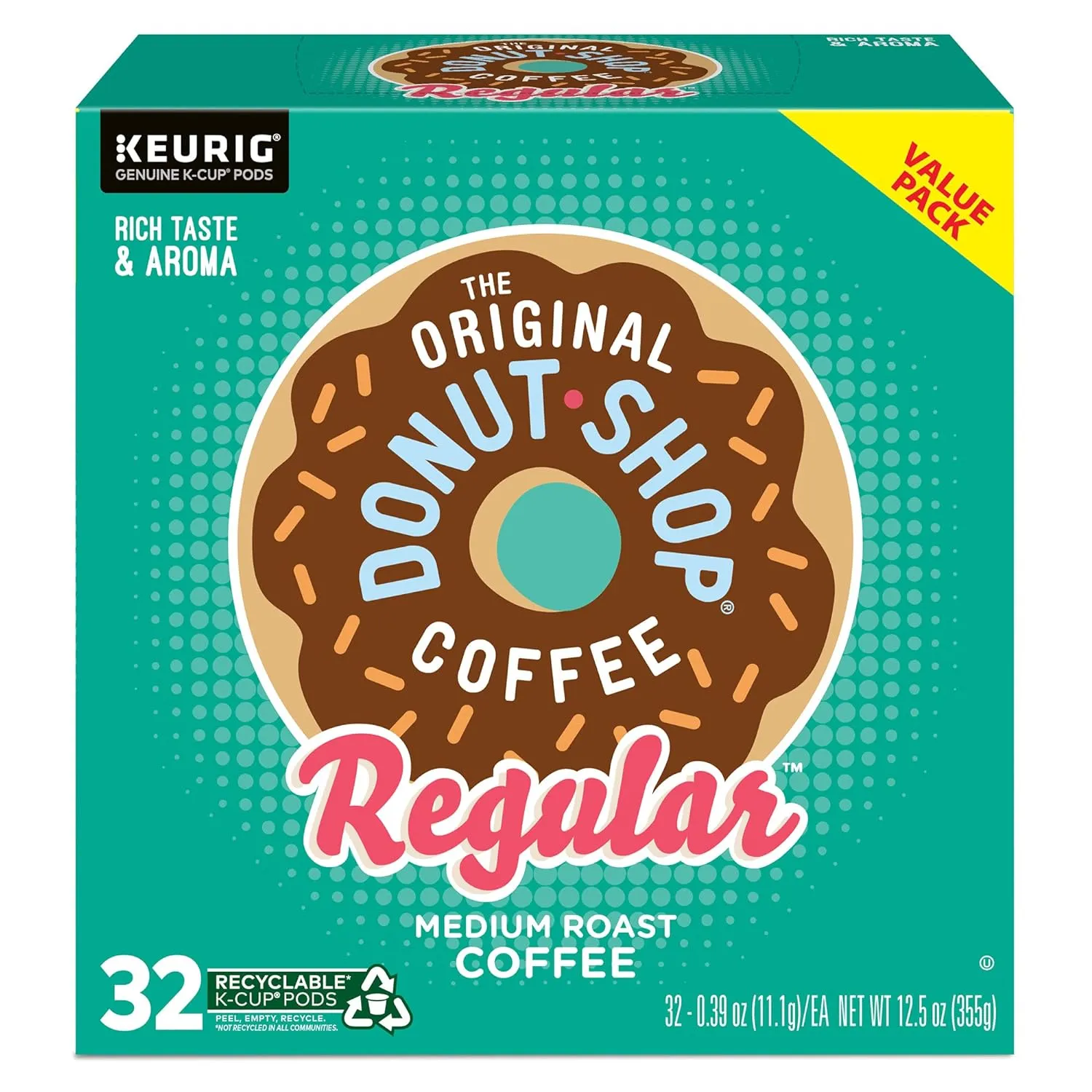 The Original Donut Shop Regular Keurig Single-Serve K-Cup Pods, Medium Roast Coffee, 96 Count (4 Packs of 24)