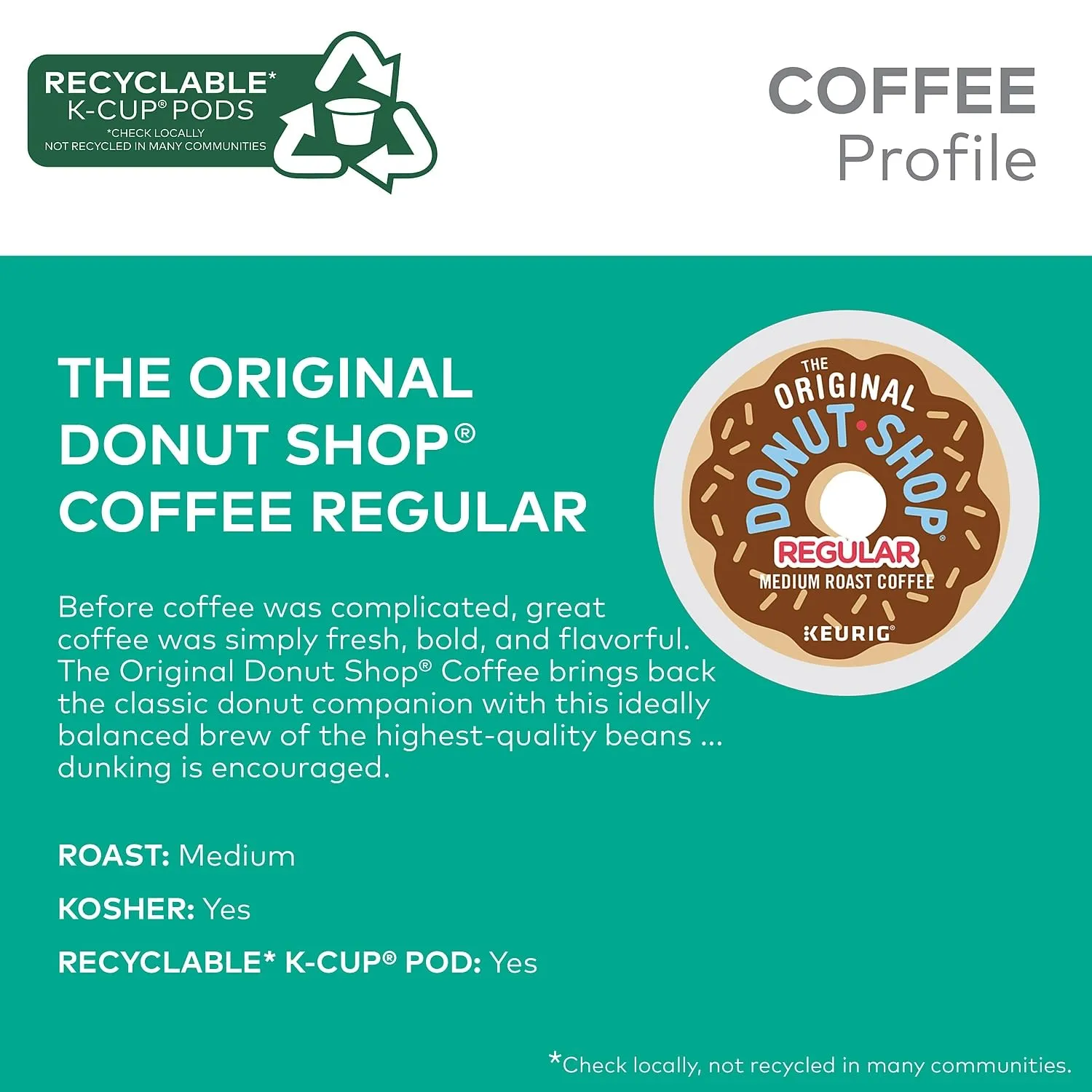 The Original Donut Shop Regular Keurig Single-Serve K-Cup Pods, Medium Roast Coffee, 96 Count (4 Packs of 24)