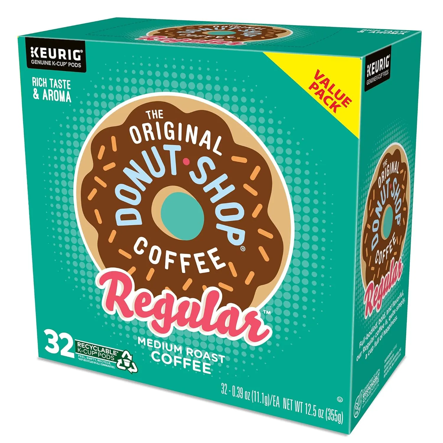 The Original Donut Shop Regular Keurig Single-Serve K-Cup Pods, Medium Roast Coffee, 96 Count (4 Packs of 24)