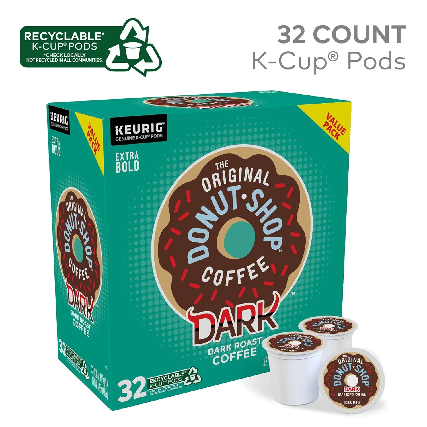 The Original Donut Shop Regular Keurig Single-Serve K-Cup Pods, Medium Roast Coffee, 96 Count (4 Packs of 24)