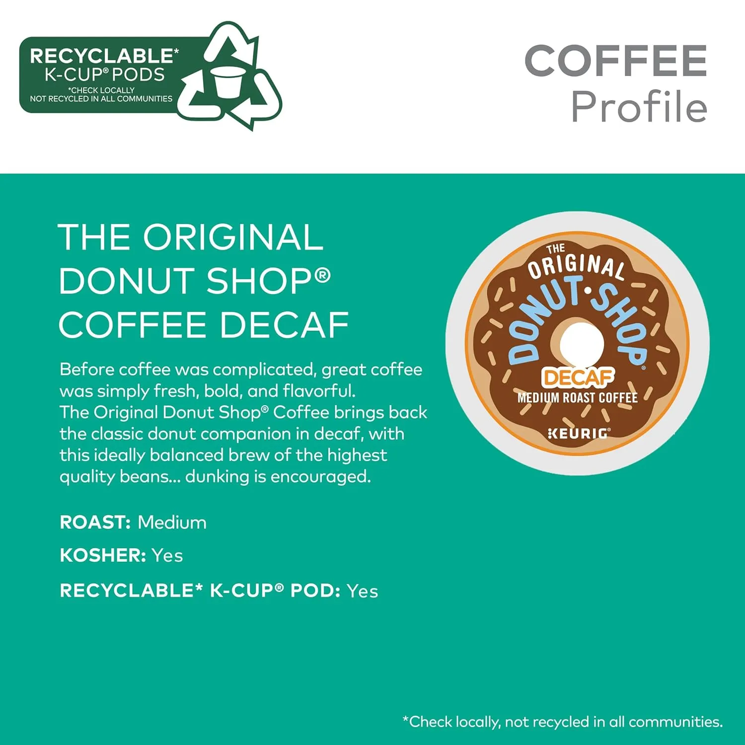 The Original Donut Shop Regular Keurig Single-Serve K-Cup Pods, Medium Roast Coffee, 96 Count (4 Packs of 24)