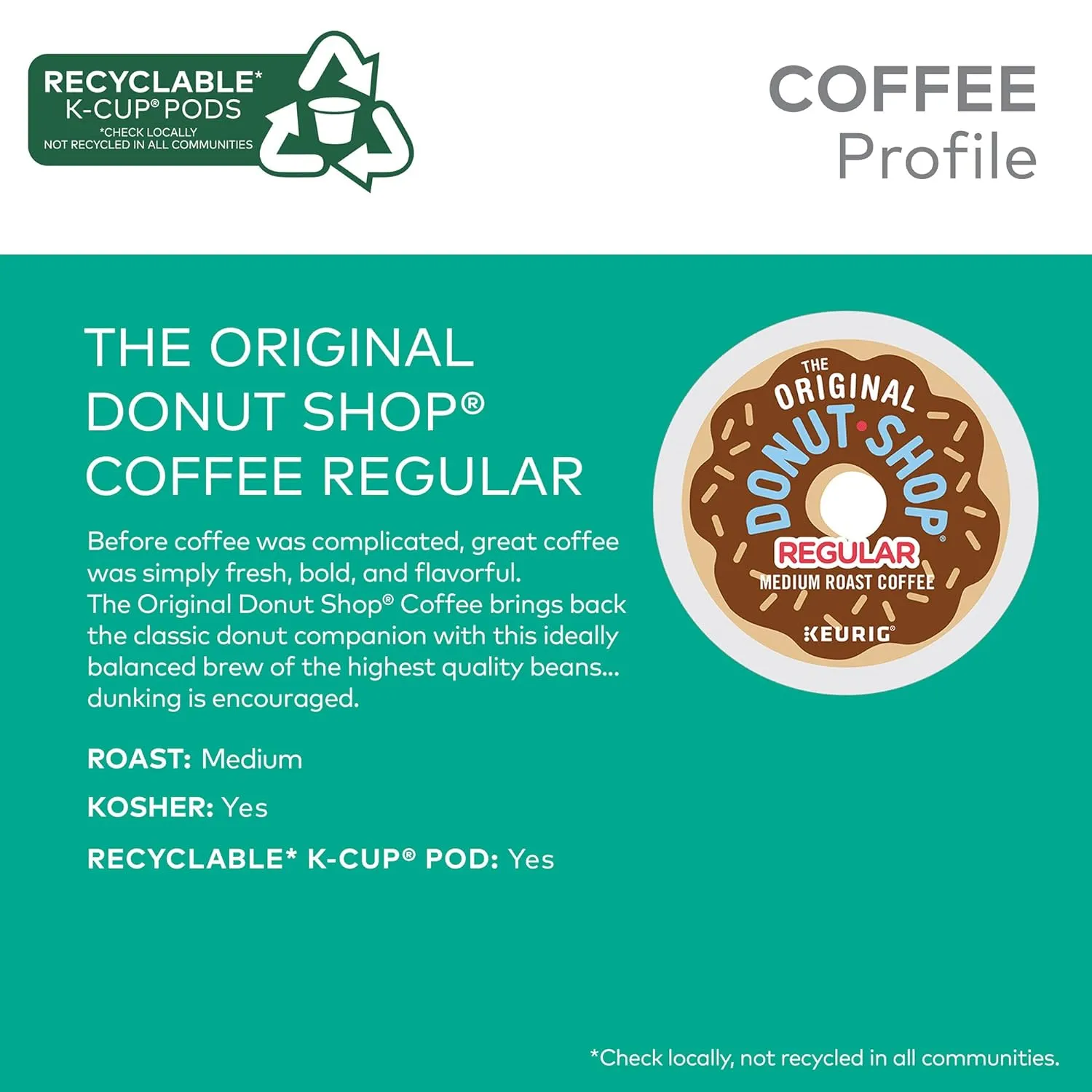 The Original Donut Shop Regular Keurig Single-Serve K-Cup Pods, Medium Roast Coffee, 96 Count (4 Packs of 24)