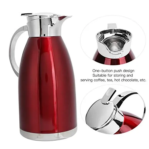 Thermal Coffee Carafe, Isosteel Vacuum Jug, Vacuum Insulation Kettle Insulated Vacuum Flask for Milk Tea Coffee,Tea,Beverage(red)'