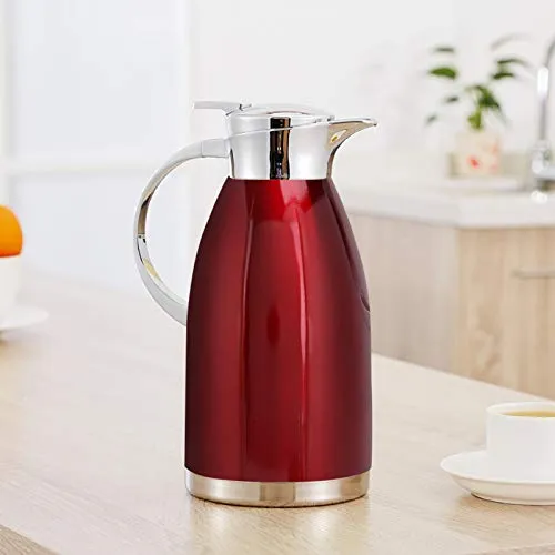 Thermal Coffee Carafe, Isosteel Vacuum Jug, Vacuum Insulation Kettle Insulated Vacuum Flask for Milk Tea Coffee,Tea,Beverage(red)'