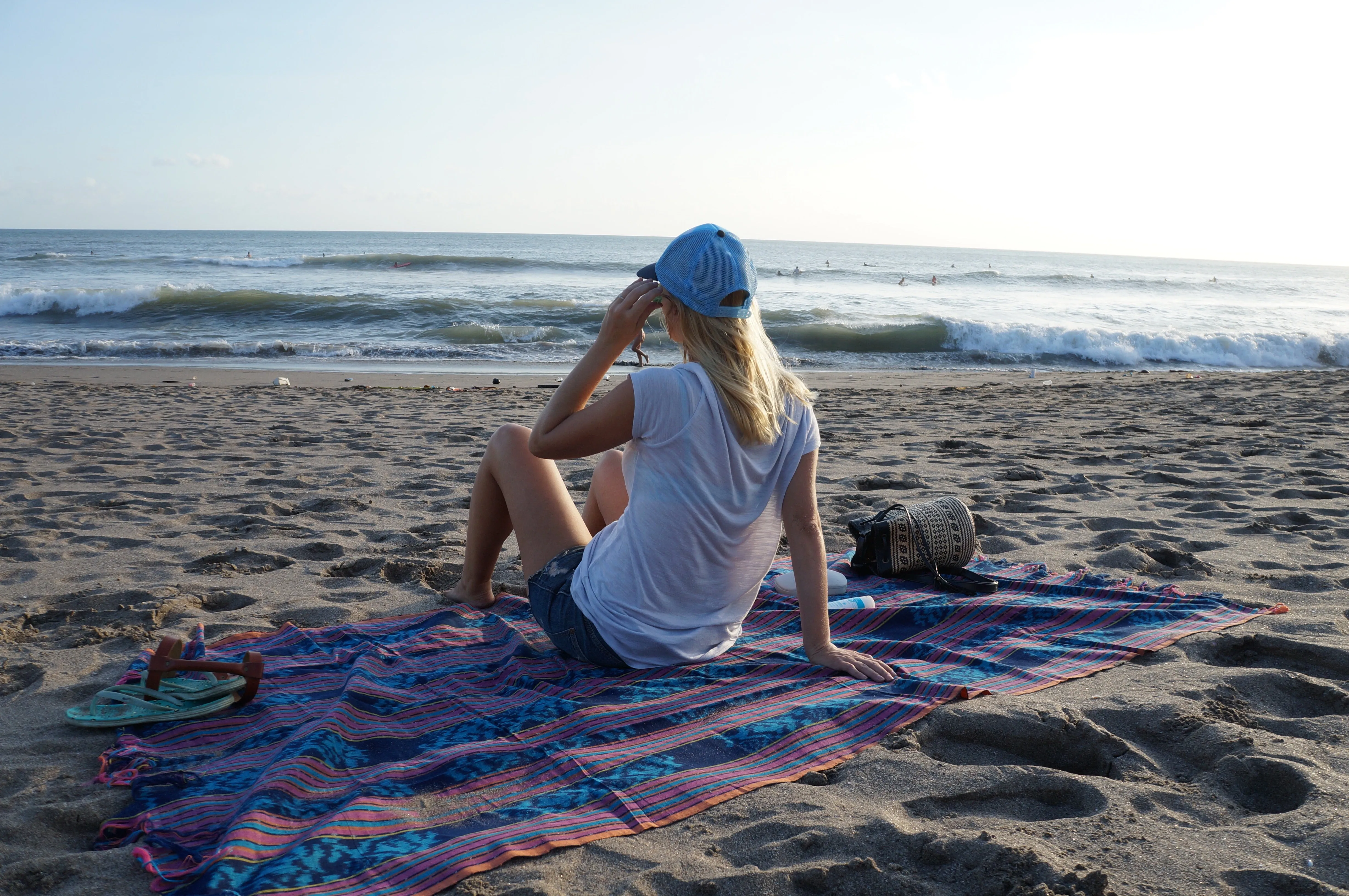 Travel Throw with Leather Carrying Strap