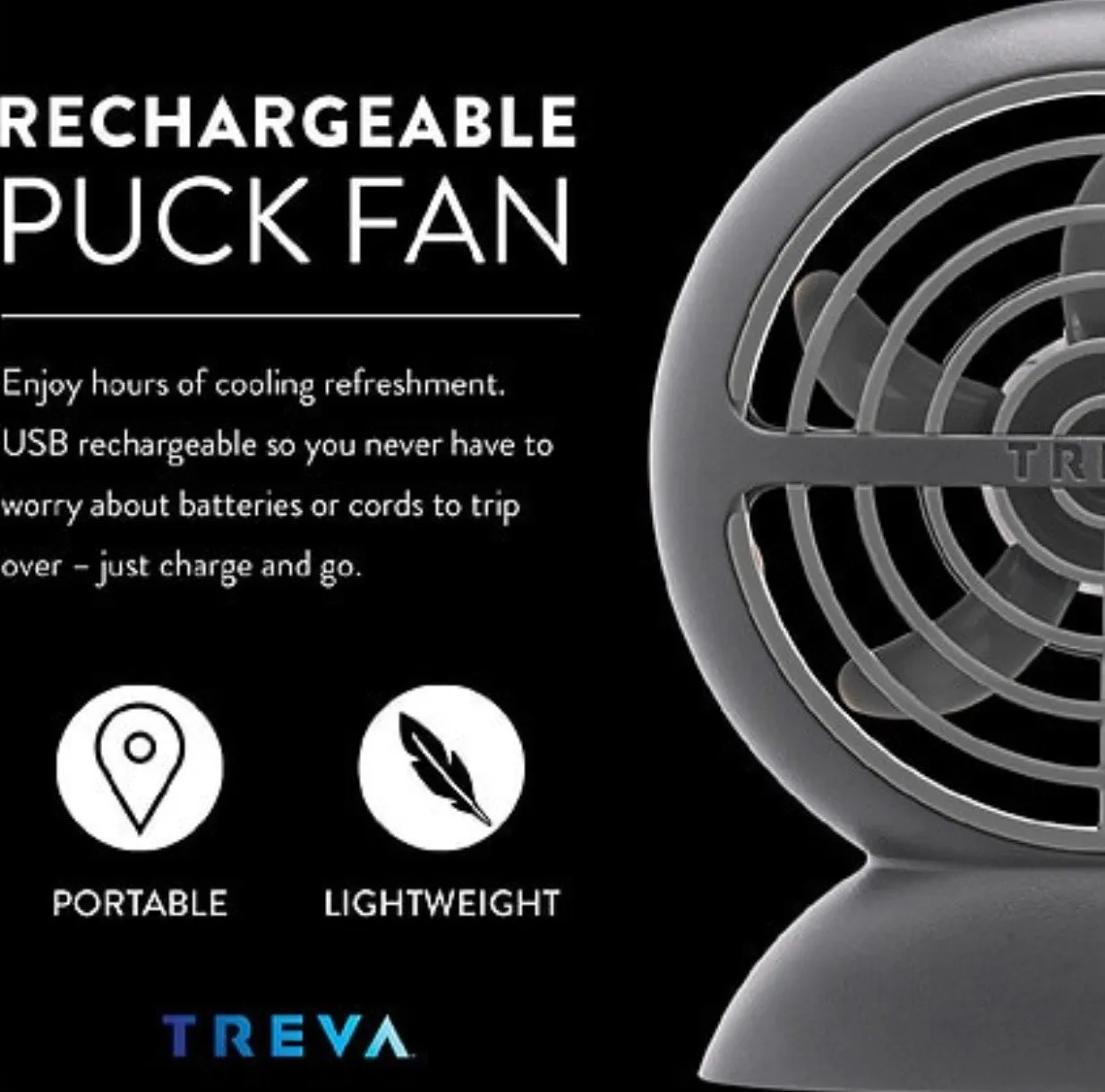 TREVA 3.5" Rechargeable Puck Fan