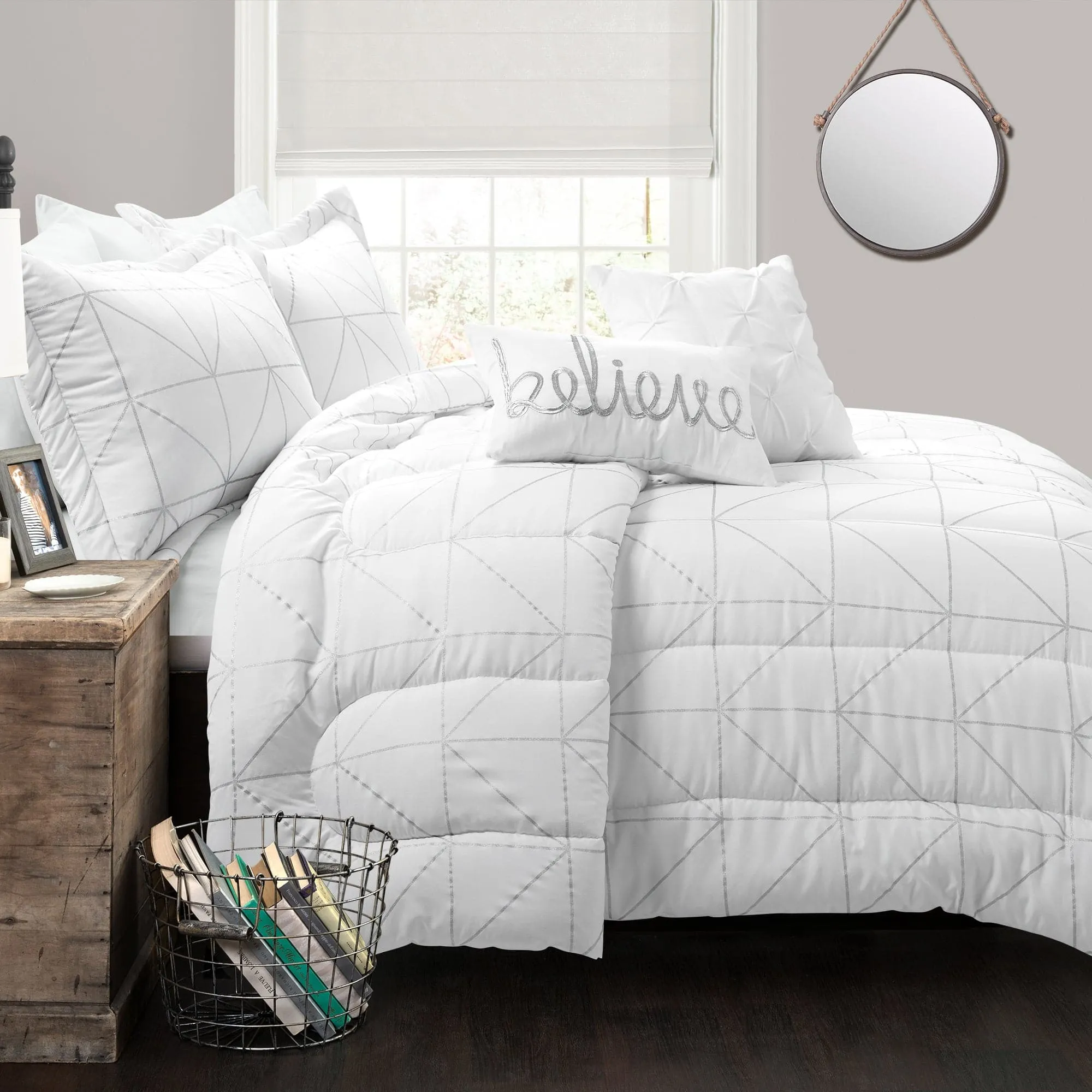 Trio Geo Metallic Print Comforter Set