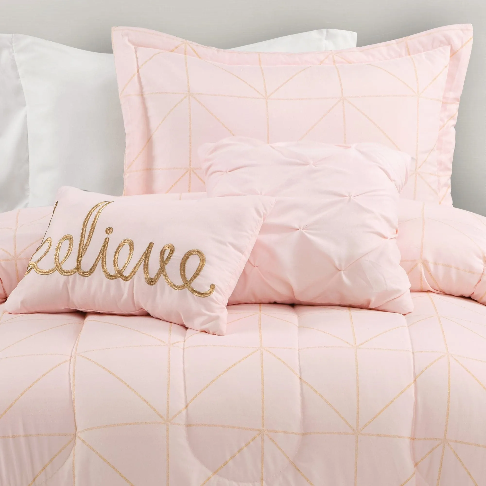 Trio Geo Metallic Print Comforter Set