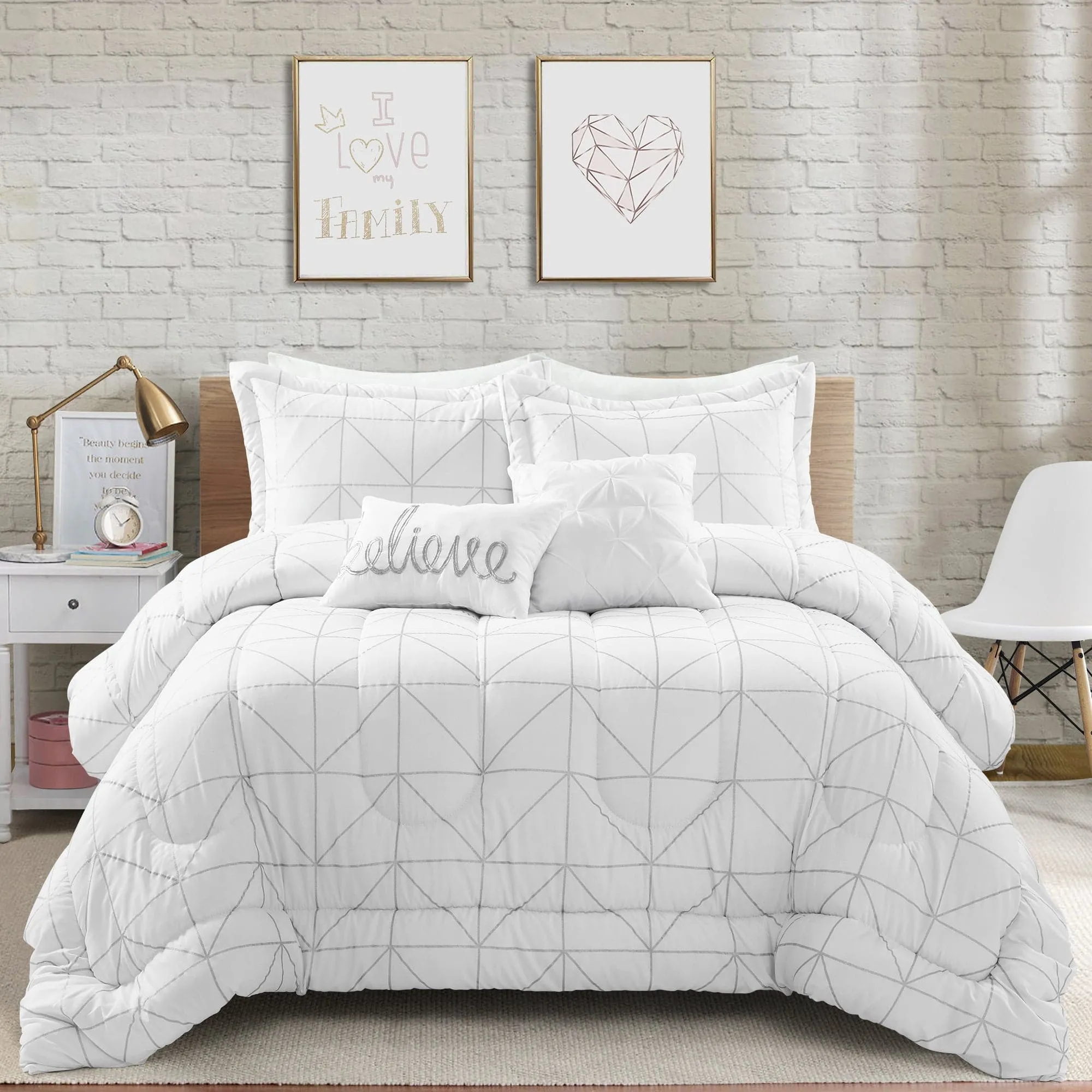 Trio Geo Metallic Print Comforter Set