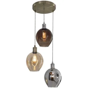 Triple Glass Pendant Cluster Chandelier