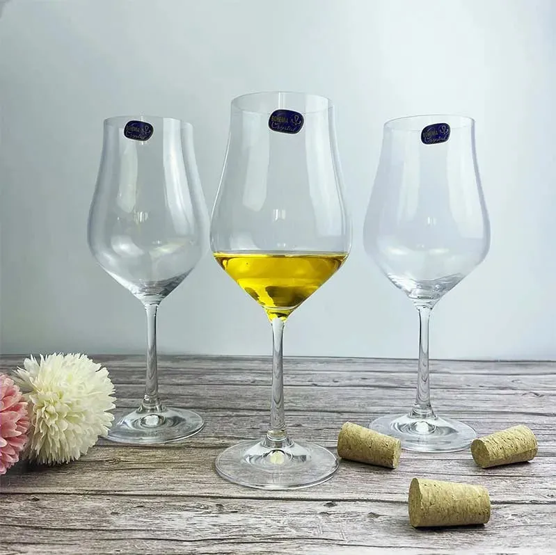 Tulipia Wine Glass Clear Bohemia Crystal Glassware | Set of 6 | 2 x 9 inches | 350ml