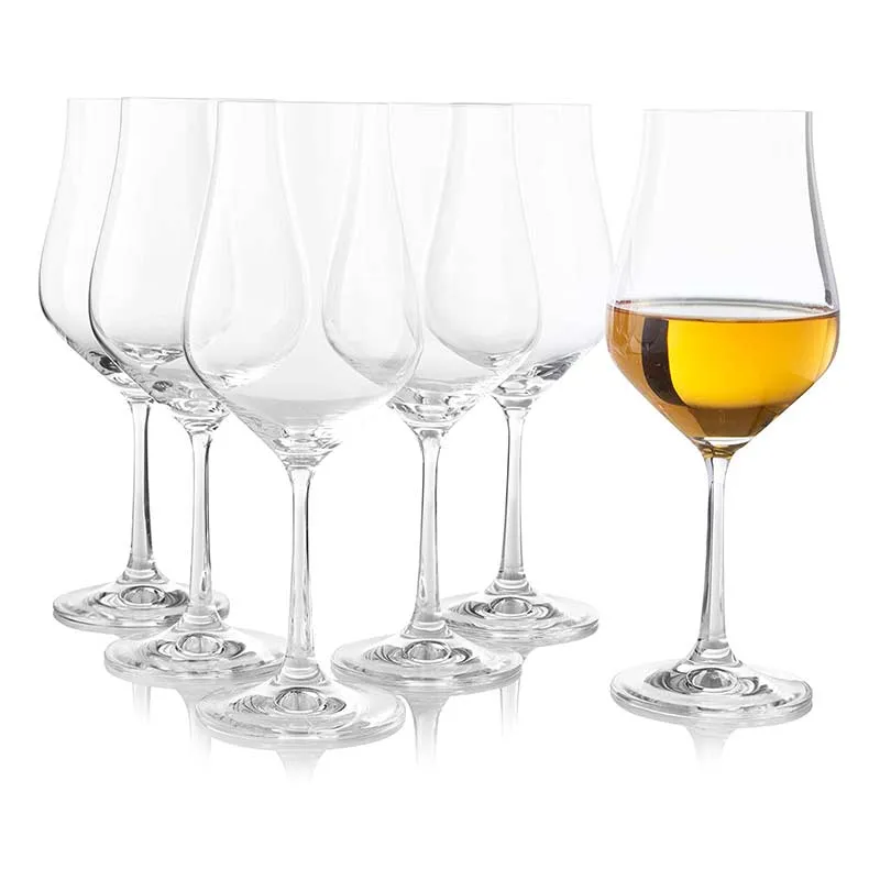 Tulipia Wine Glass Clear Bohemia Crystal Glassware | Set of 6 | 2 x 9 inches | 350ml