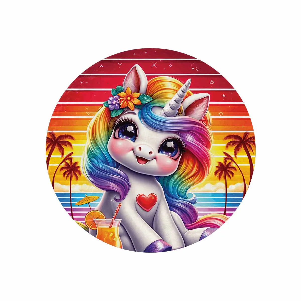 Unicorn_Awd35132  Circular Micro Fleece Blanket 47"