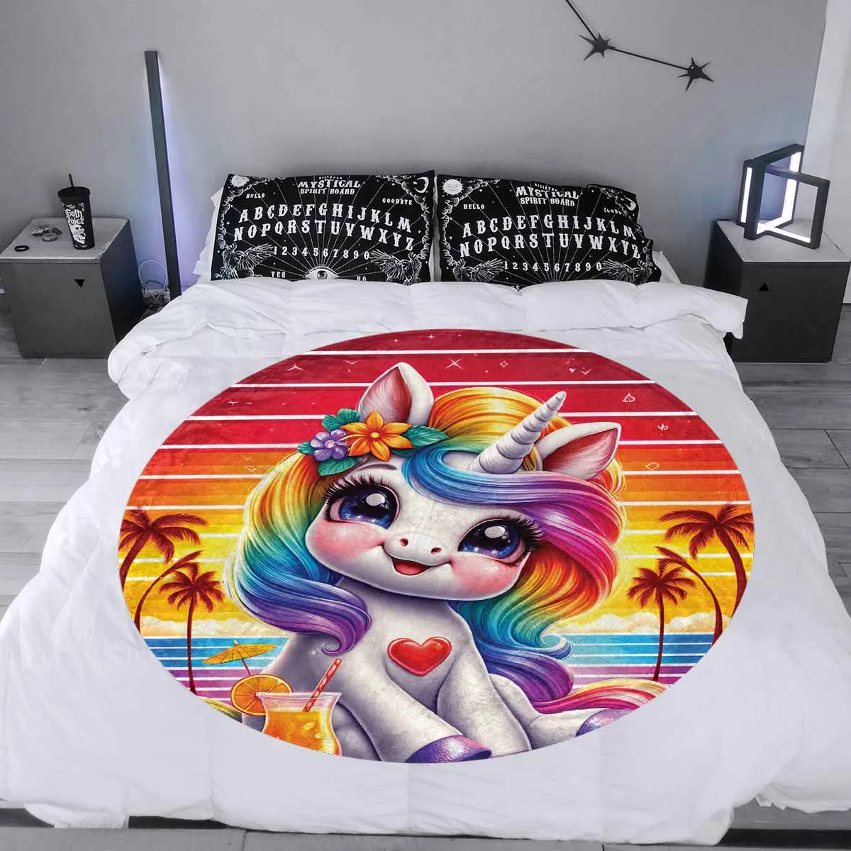 Unicorn_Awd35132  Circular Micro Fleece Blanket 47"