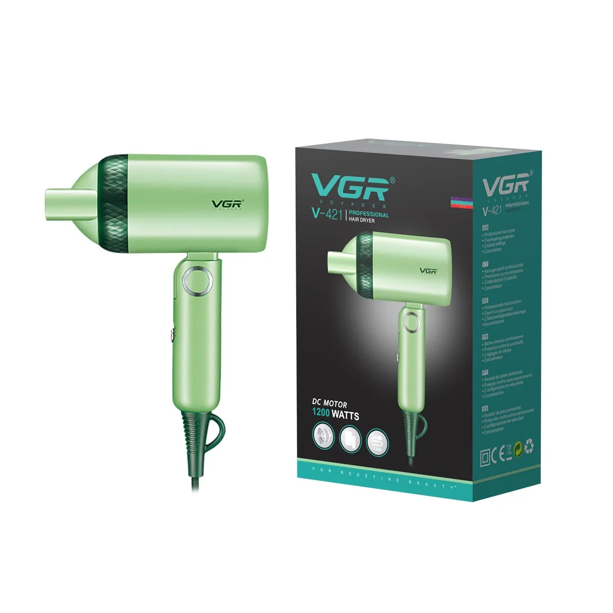 VGR V-421 Professional Foldable Hair Dryer 1200W DC Motor 2 Speed Settings