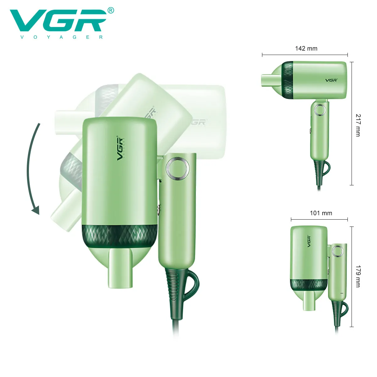 VGR V-421 Professional Foldable Hair Dryer 1200W DC Motor 2 Speed Settings