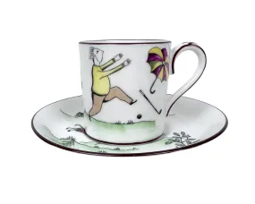 Vintage 1930s Comical Golf Coffee Cup Crown Staffordshire Novelty Bone China